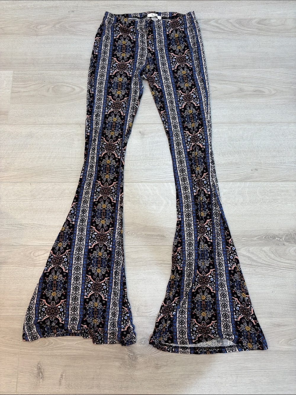 Women's Navy Patterned Flare Pants